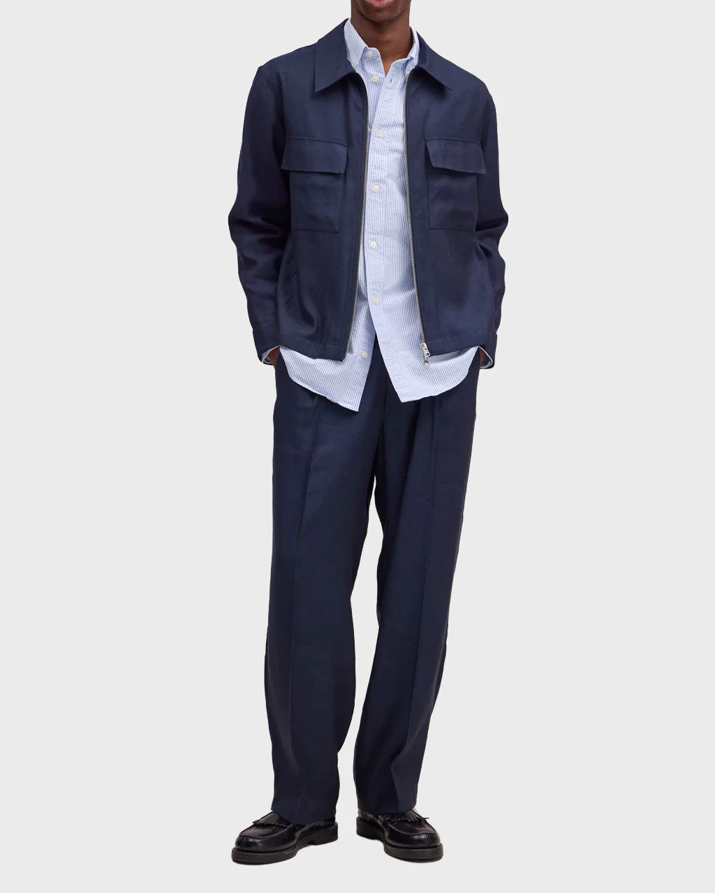 NN07 Alban Linen Blend Jacket in Navy - Image 4