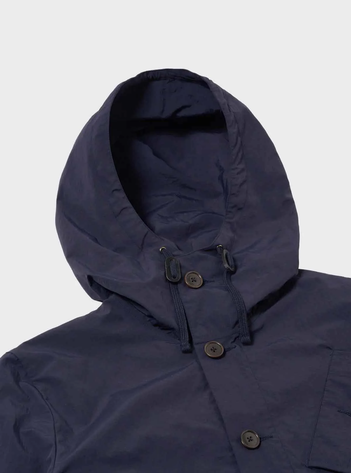 Universal Works Boston Parka in Navy Seo Recycled Nylon - Image 4