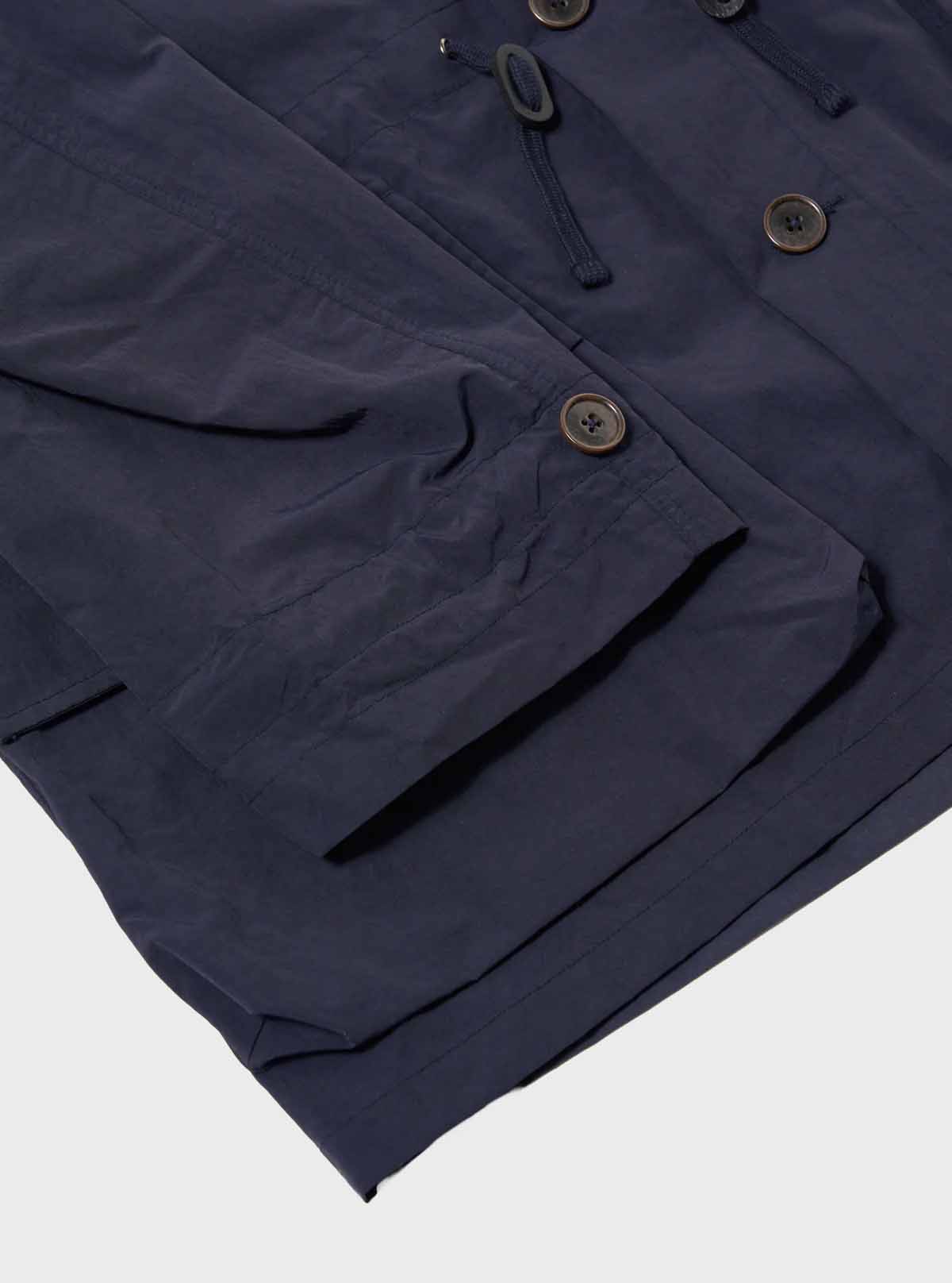 Universal Works Boston Parka in Navy Seo Recycled Nylon - Image 6
